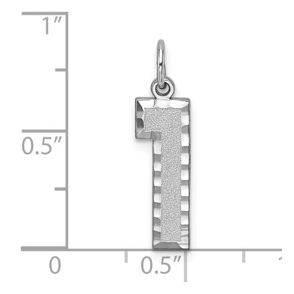 14k White Gold, Varsity Collection, Large D/C Pendant, Number 1 - Picture 4 of 5